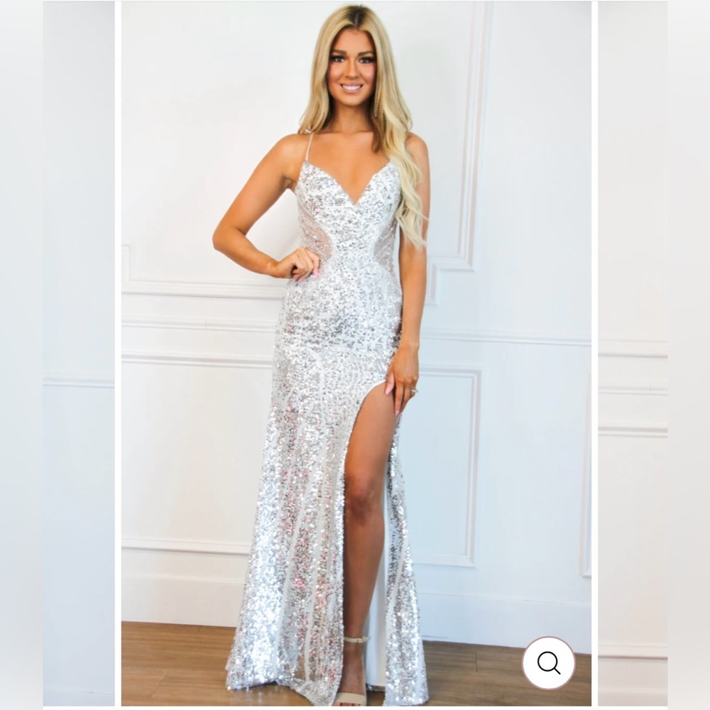 Silver Sequin Ball Gown